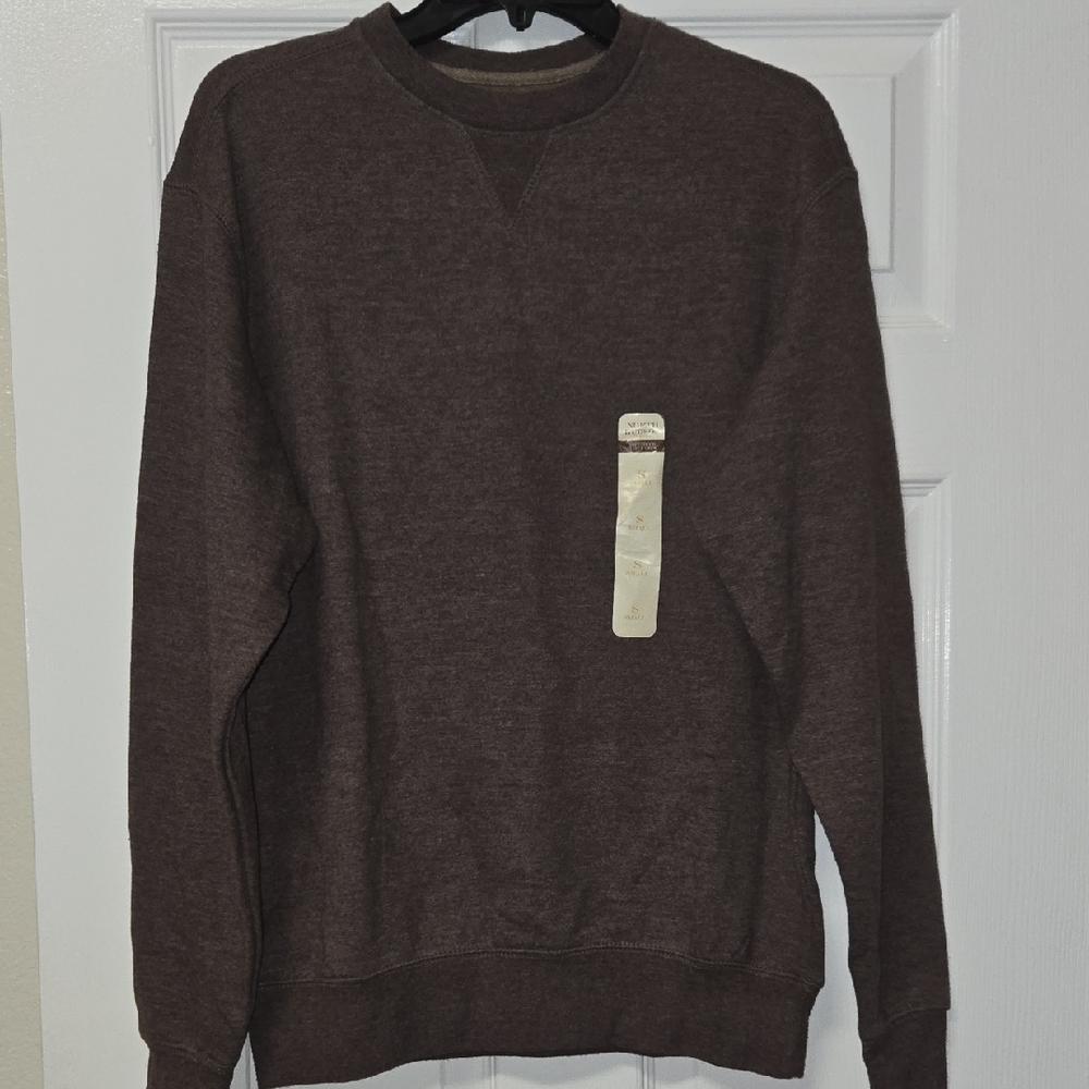 North Hudson Men's Classic Crewneck Sweater in Rich Brown